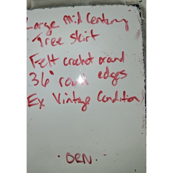 Red Round Felt Tablecloth White Red Crochet Trim Fringe - Picture 7 of 7